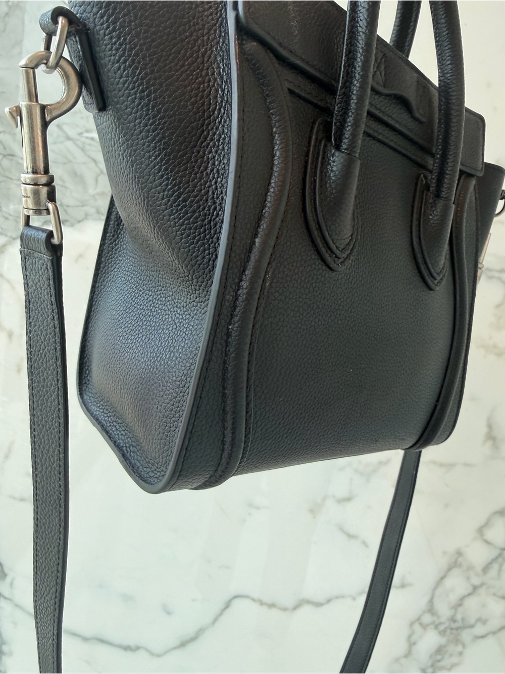 Celine Black Pebbled Leather Luggage Tote - Picture 5 of 8